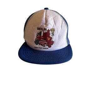 Berlin Checkpoint Charlie Blue White Foam Hat Cap‎ Adjustable